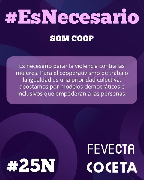FEVECTA se suma el 25N a la campaña del cooperativismo de trabajo por la erradicación de la violencia contra las mujeres 